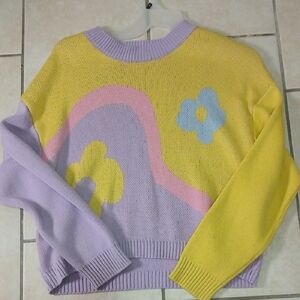 CIDER Womens Size M Pastel Cable Knit Pull Over Sweater